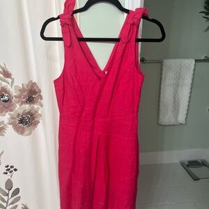 Elegant Pink Gap Linen Sleeveless Dress with tie shoulders